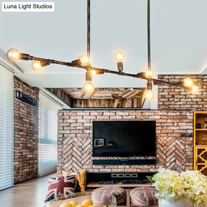 DecorBites™ Farmhouse Style Antique Bronze Island Pendant Light - 7/11 Lights Exposed, Wrought Iron Hanging Design