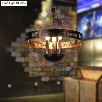 Farmhouse Style Antique Bronze Metal Chandelier - 3-Light Candle Hanging Fixture