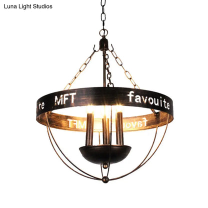 Farmhouse Style Antique Bronze Metal Chandelier - 3-Light Candle Hanging Fixture