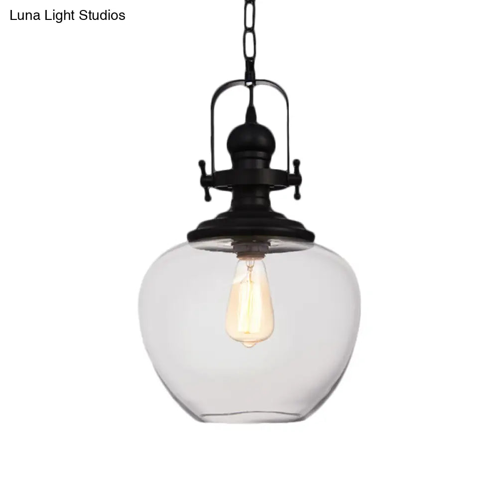 Farmhouse Style Black Globe Pendant Ceiling Light with Clear Glass - Perfect for Living Room and More