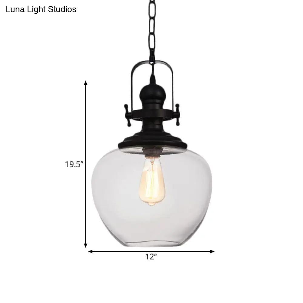 Farmhouse Style Black Globe Pendant Ceiling Light with Clear Glass - Perfect for Living Room and More