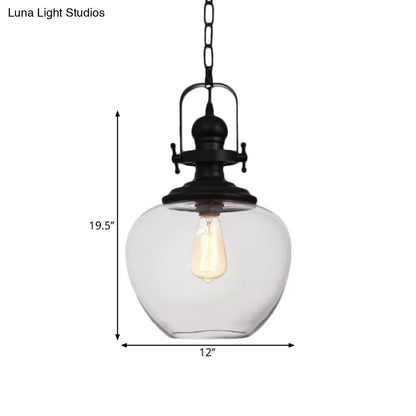 Farmhouse Style Black Globe Pendant Ceiling Light with Clear Glass - Perfect for Living Room and More