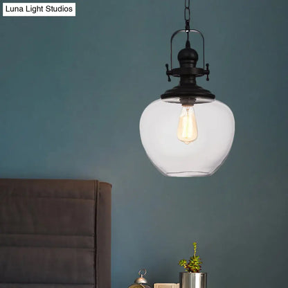 Farmhouse Style Black Globe Pendant Ceiling Light with Clear Glass - Perfect for Living Room and More