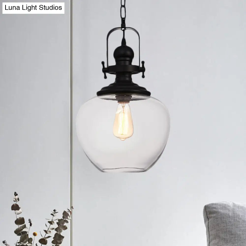 Farmhouse Style Black Globe Pendant Ceiling Light with Clear Glass - Perfect for Living Room and More