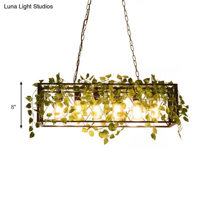 DecorBites™ Farmhouse Style Bronze Wrought Iron Hanging Lamp with 6 Lights - Perfect for Restaurants