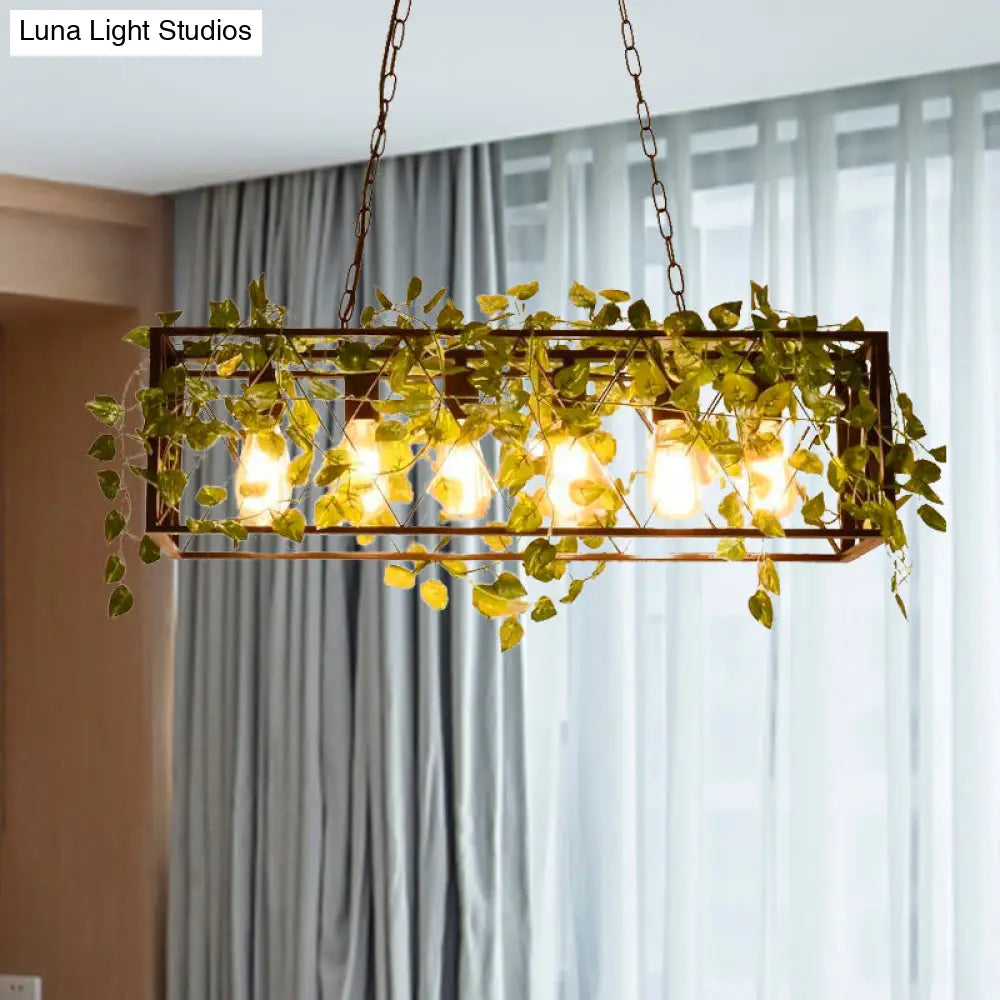 DecorBites™ Farmhouse Style Bronze Wrought Iron Hanging Lamp with 6 Lights - Perfect for Restaurants