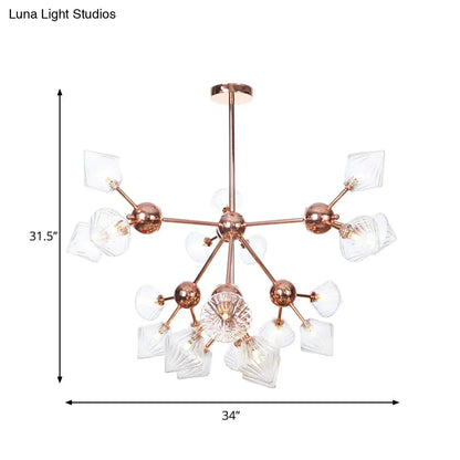 Farmhouse Style Diamond Chandelier: Amber/Clear Glass, Multiple Light Options, 13"/27.5"/34" Wide
