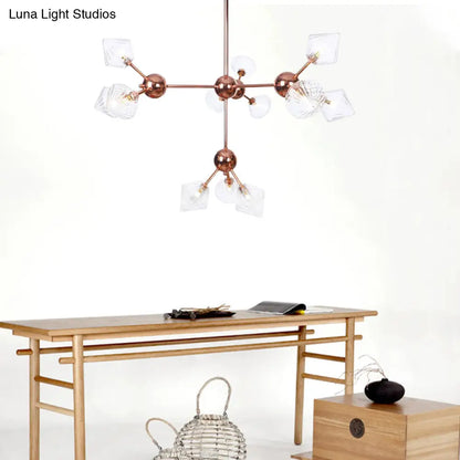 Farmhouse Style Diamond Chandelier: Amber/Clear Glass, Multiple Light Options, 13"/27.5"/34" Wide