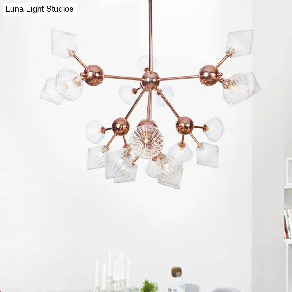 Farmhouse Style Diamond Chandelier: Amber/Clear Glass, Multiple Light Options, 13"/27.5"/34" Wide