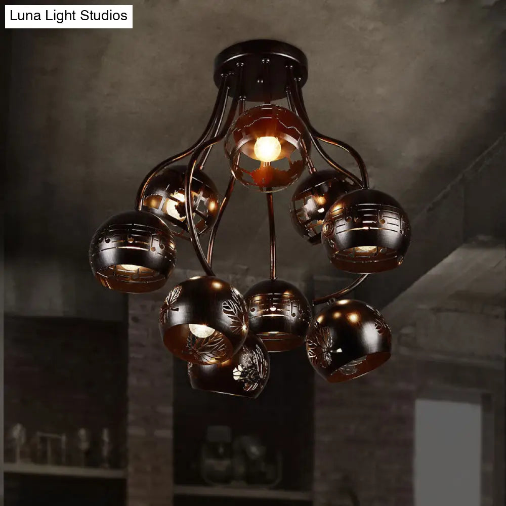 Lámpara de techo DecorBites™ estilo casa de campo, de hierro forjado, con diseño de notas musicales y hojas en color óxido.