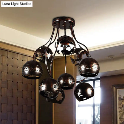 Lámpara de techo DecorBites™ estilo casa de campo, de hierro forjado, con diseño de notas musicales y hojas en color óxido.