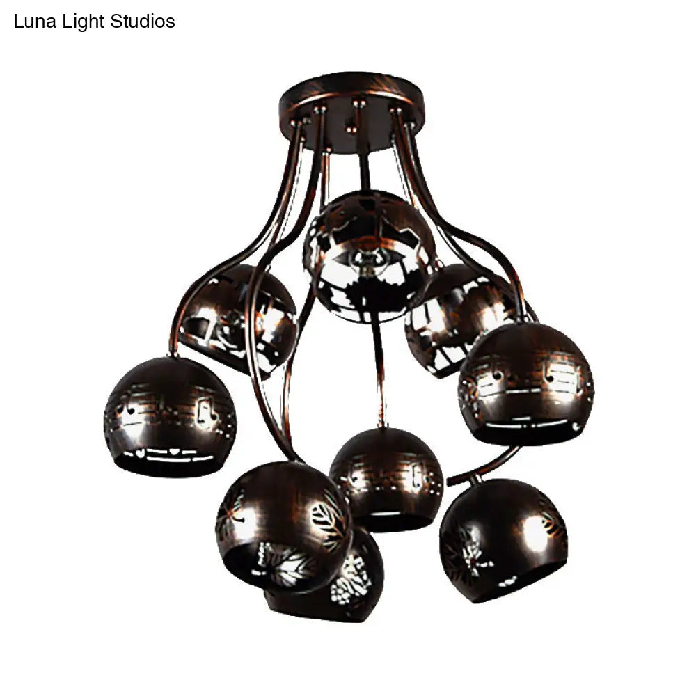 Lámpara de techo DecorBites™ estilo casa de campo, de hierro forjado, con diseño de notas musicales y hojas en color óxido.