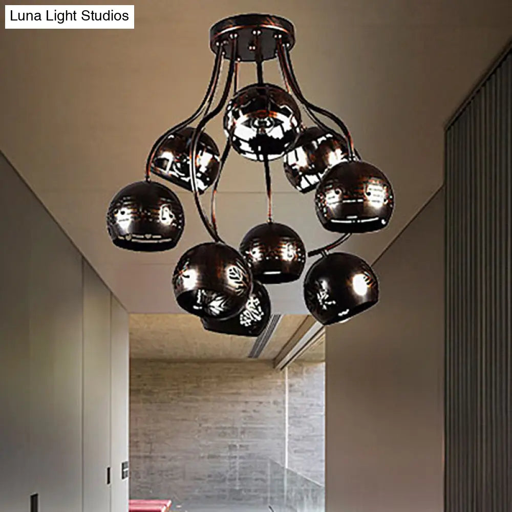 Lámpara de techo DecorBites™ estilo casa de campo, de hierro forjado, con diseño de notas musicales y hojas en color óxido.