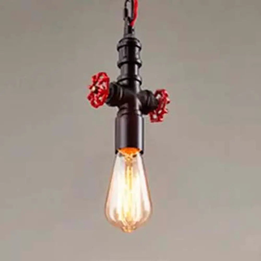 Farmhouse Style Metal Pipe Pendant Light - Black/Bronze Finish, Single Bulb, Valve Included, Ideal for Restaurants