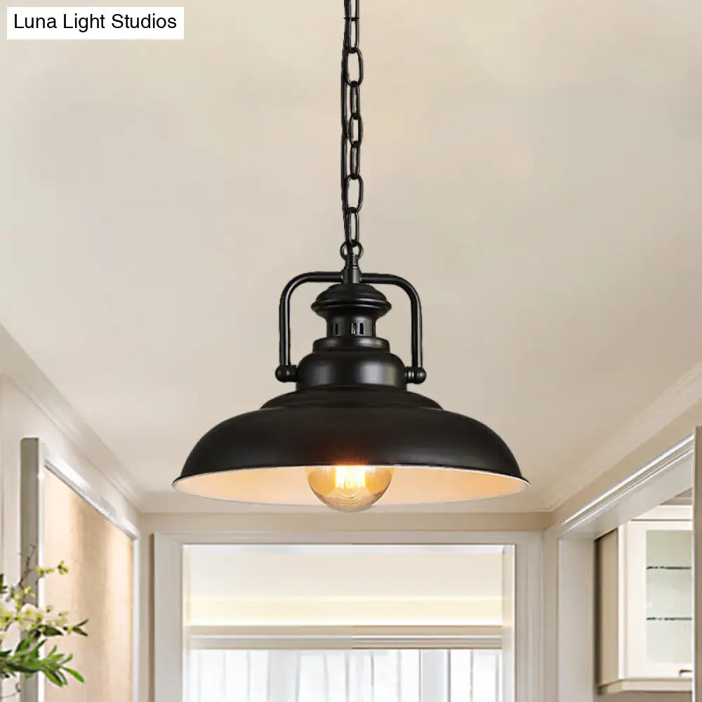 Farmhouse Style Rustic Barn Hanging Ceiling Light with Swivel Joint - Black/Rust Finish for Living Room Down Lighting