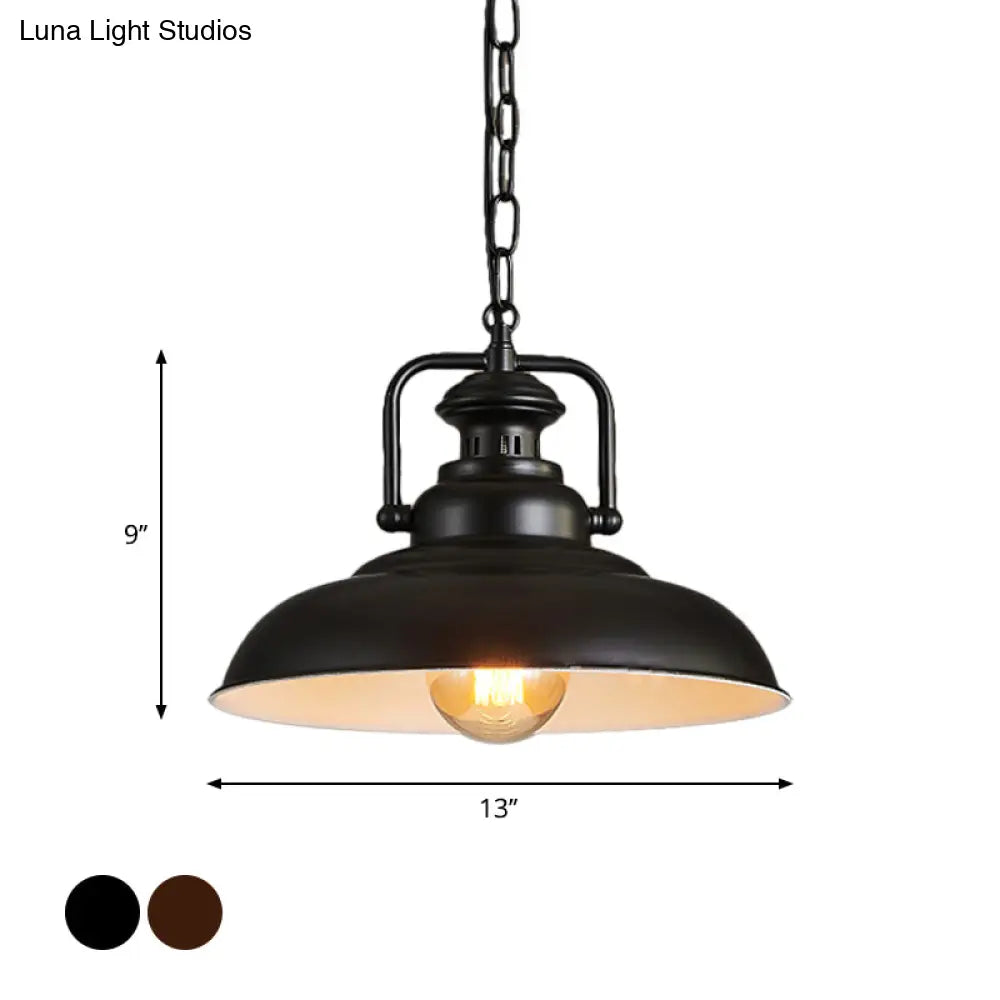 Farmhouse Style Rustic Barn Hanging Ceiling Light with Swivel Joint - Black/Rust Finish for Living Room Down Lighting