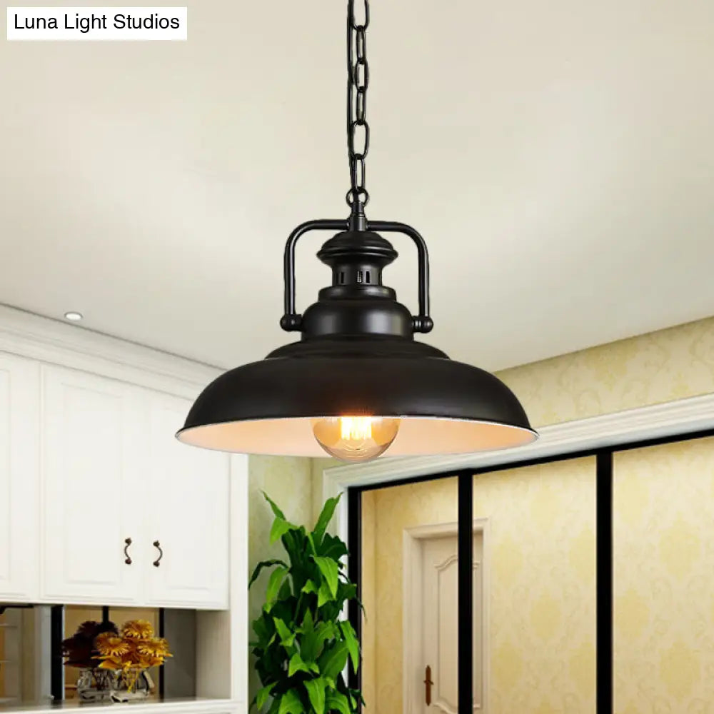 Farmhouse Style Rustic Barn Hanging Ceiling Light with Swivel Joint - Black/Rust Finish for Living Room Down Lighting