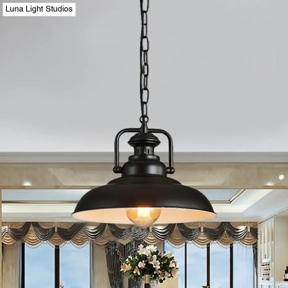 Farmhouse Style Rustic Barn Hanging Ceiling Light with Swivel Joint - Black/Rust Finish for Living Room Down Lighting