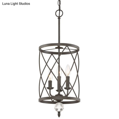 Farmhouse Trellis Cage Ceiling Chandelier with Hanging Chain - Classic Metal Hanging Light