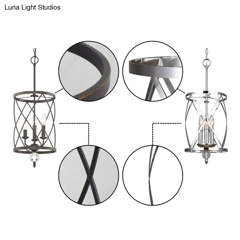 Farmhouse Trellis Cage Ceiling Chandelier with Hanging Chain - Classic Metal Hanging Light