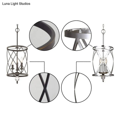 Farmhouse Trellis Cage Ceiling Chandelier with Hanging Chain - Classic Metal Hanging Light