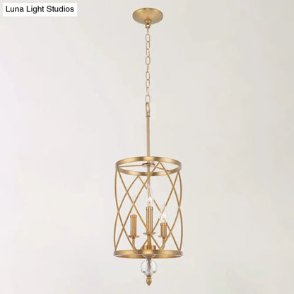 Farmhouse Trellis Cage Ceiling Chandelier with Hanging Chain - Classic Metal Hanging Light
