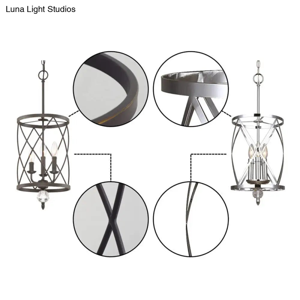 Farmhouse Trellis Cage Ceiling Chandelier with Hanging Chain - Classic Metal Hanging Light
