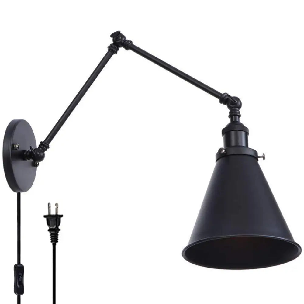 DecorBites™ Farmhouse Trumpet Metal Wall Light with Adjustable Arm - Black Half-Head Wall Lighting Ideas