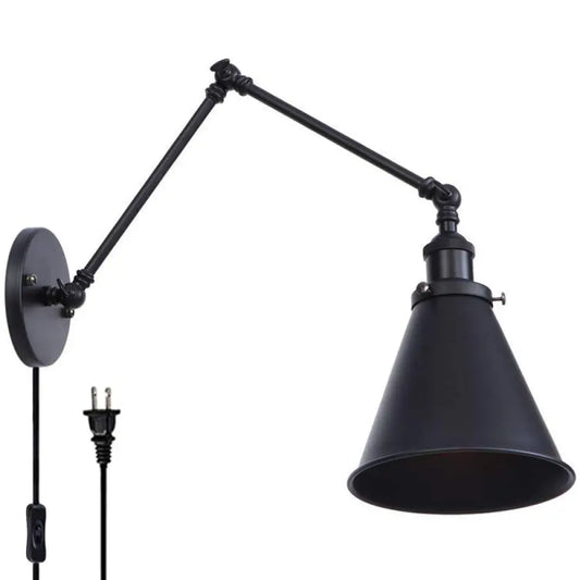 DecorBites™ Farmhouse Trumpet Metal Wall Light with Adjustable Arm - Black Half-Head Wall Lighting Ideas