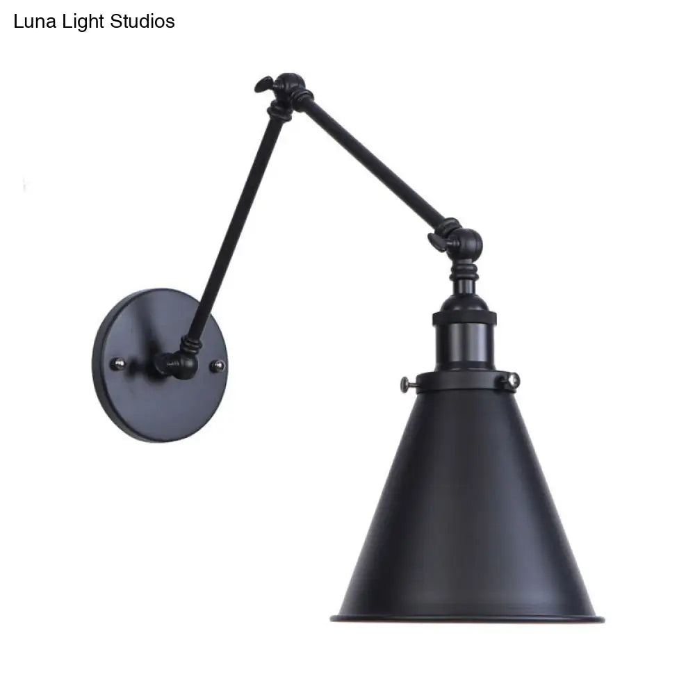 DecorBites™ Farmhouse Trumpet Metal Wall Light with Adjustable Arm - Black Half-Head Wall Lighting Ideas