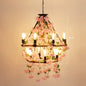 Farmhouse Wagon Wheel Chandelier with Plant Decor for Dining Room