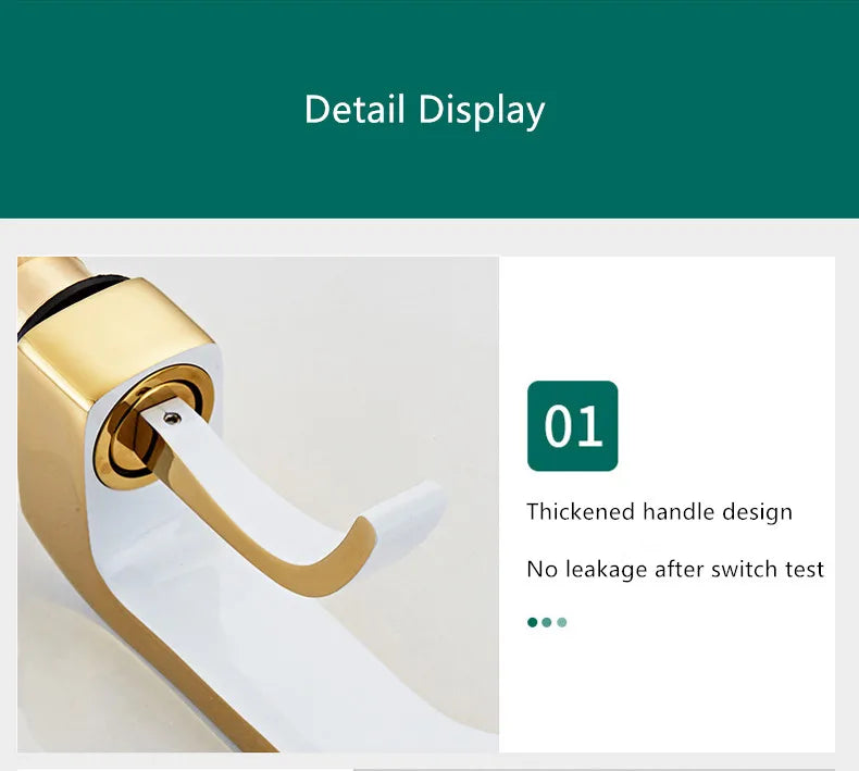 Gold single hole waterfall bathroom faucet with thickened handle design and durable brass housing material for hot and cold water