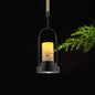 Faux Candle Wine Bar Pendant Lamp - Rural Marble, 1-Light - Black Hanging Light with Arched Frame & Rope Detail