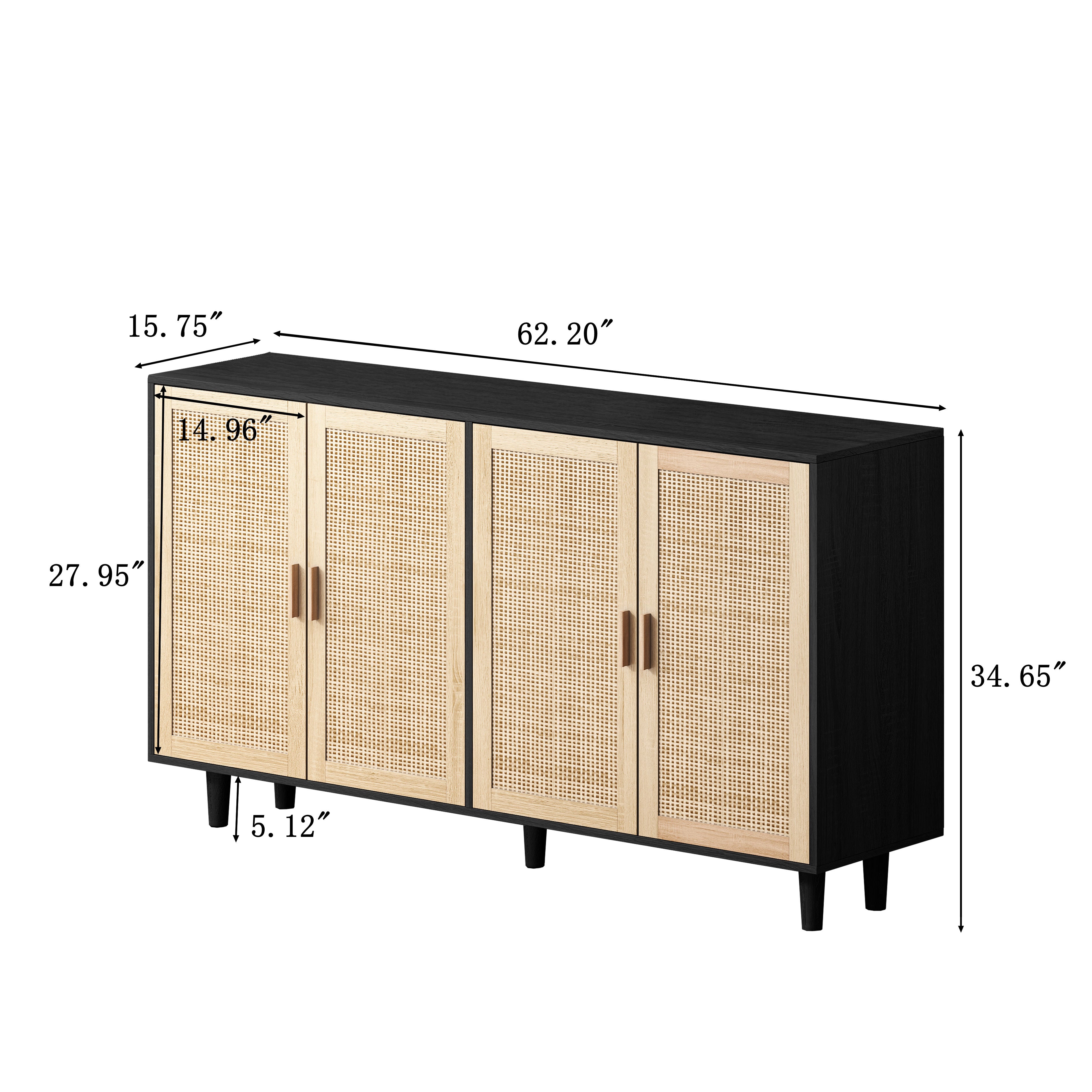 Rattan Four-Door Cabinet