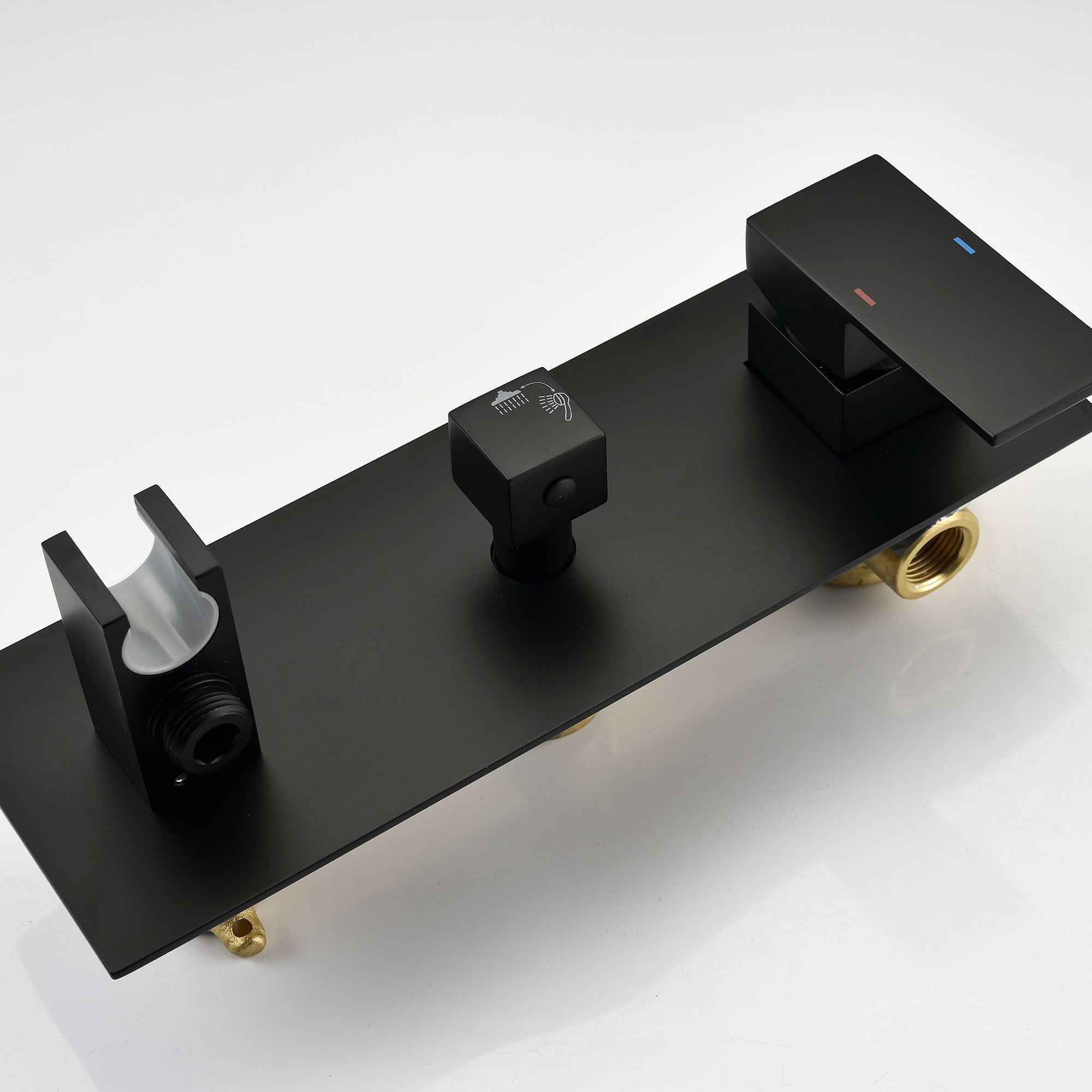 Grifo de Ducha en Latón Negro Mate con Sistema de Ducha, Cabezal de Ducha de 10 Pulgadas y Pulverizador Portátil, Combinación de Grifo de Baño Deluxe