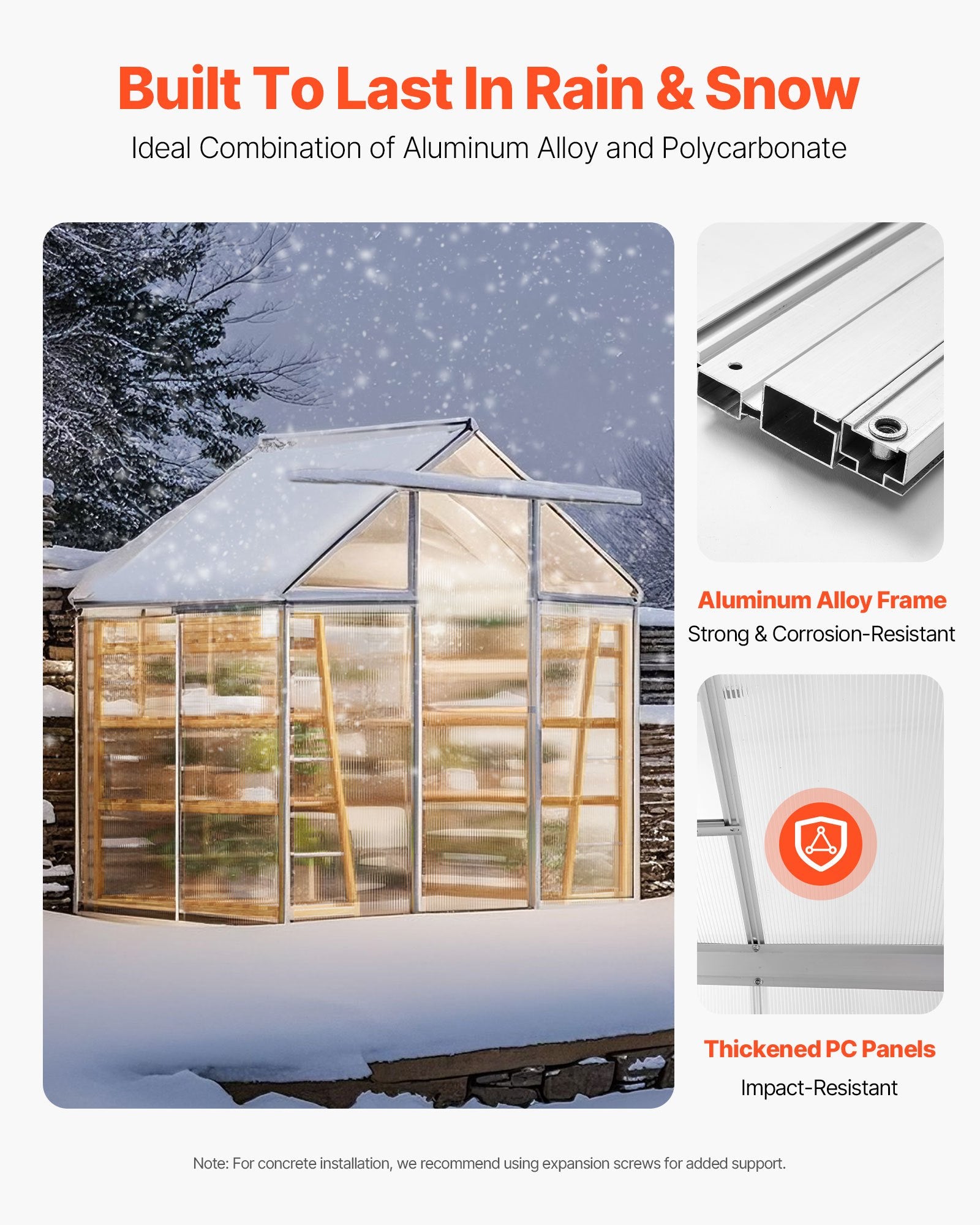 Invernadero de Policarbonato, 6 x 4 Pies, Invernadero Exterior con Ventanas de Ventilación Ajustables, Invernadero de Estilo Pabellón con Puerta Corredera, Kit de Invernadero Grande de Aluminio para Caminar Adentro para Jardín y Patio Trasero