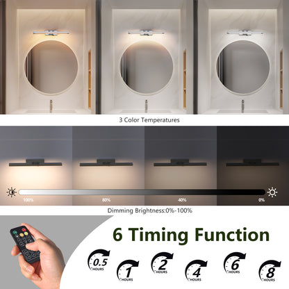 Battery Picture Light, 16 Inch Wireless Picture Light For Painting With Remote,Full Metal Rechargeable Art Light,Wall Sconce Display Lighting For Portrait, Photo Frame,Gallery, -Chrome