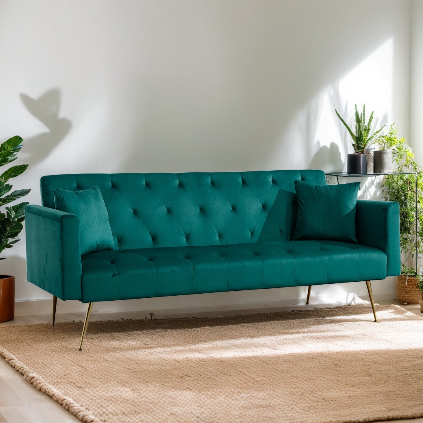 Modern Velvet  Sofa Bed Folding Futon For Lving Room