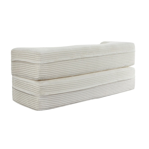 Sofá de Piso Moderno con 2 Almohadas, Sofá Cama Convertible de Terciopelo Acolchado, Colchón Plegable de Tamaño Completo para Sala de Estar, Cama para Invitados, sin Ensamblaje Requerido, Beige