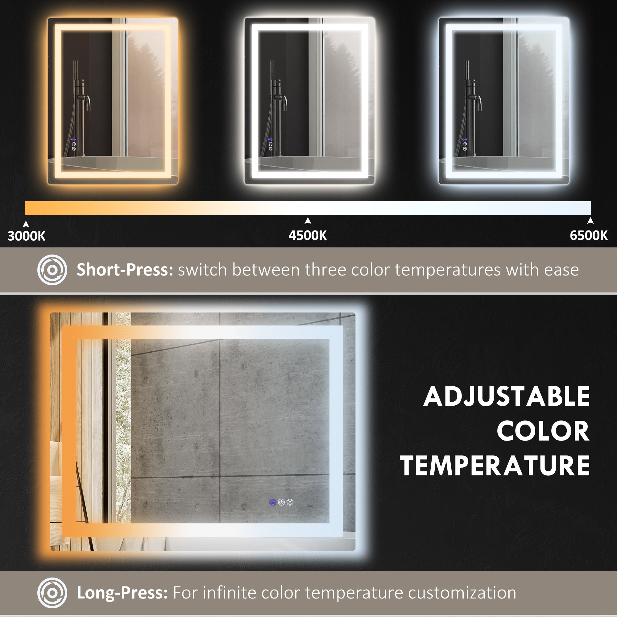 Front Backlit Bathroom Mirror