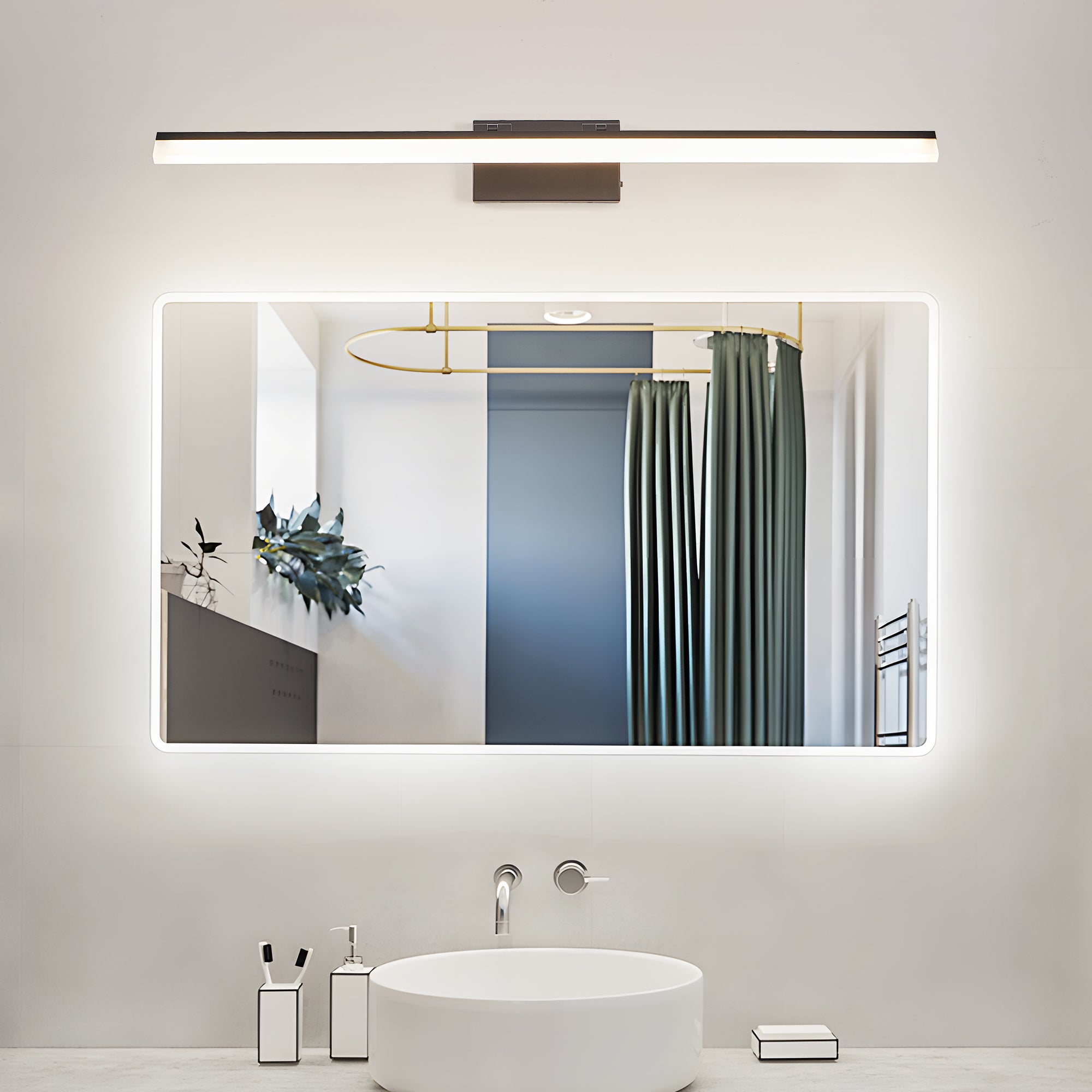Luz de Vanidad de Baño LED Moderna de 39 Pulgadas - Luz de Pared de Metal Negro Elegante para Espejo, Vestidor o Área de Lavabo