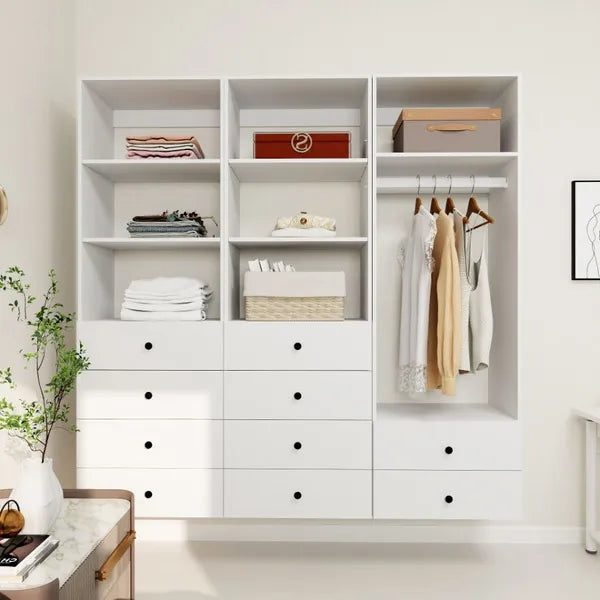 Livelylodge Modular Wardrobe Closet - Freestanding White Closet With Spacious Storage Shelves And Hanging Rods 70.86"W X 16.04"D X 70.86"H