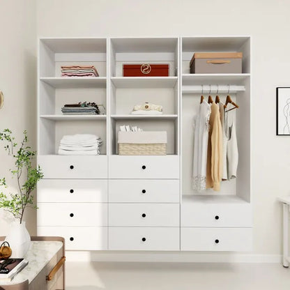 Livelylodge Modular Wardrobe Closet - Freestanding White Closet With Spacious Storage Shelves And Hanging Rods 70.86"W X 16.04"D X 70.86"H