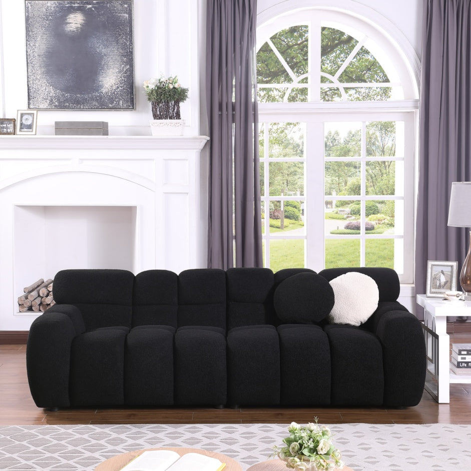 Black Boucle 3-Seater Sofa