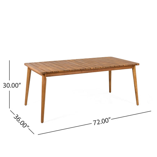 Mesa de Comedor de Madera de Acacia para 8 Personas, Mesa Exterior, Muebles de Estilo Granja para Terraza, Jardín, Patio Trasero, Teca con Capacidad de Peso de 180 Libras 72L