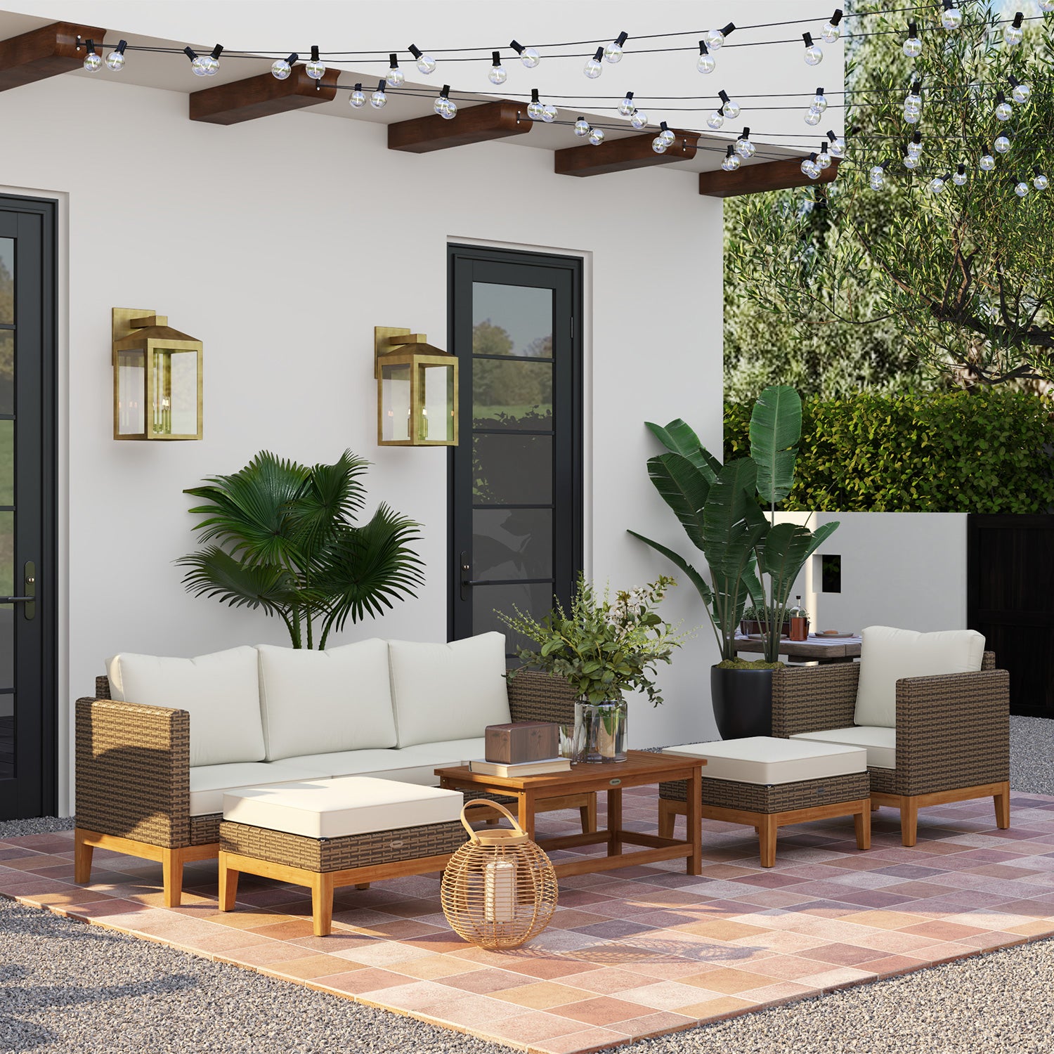 Grey Rattan Sofa Set