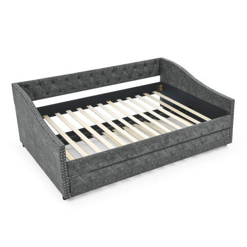 El Sofá Cama de Tamaño Completo Cuenta con una Cama Sofá Tapizada con Tachuelas de Tamaño Doble sobre Ruedas Plataformas No Disponibles - Temu