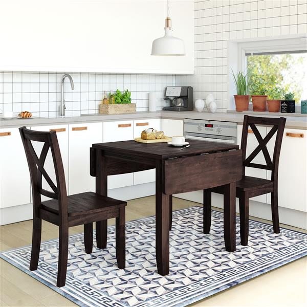 Wooden Folding Breakfast Table Set Compact Dining Corner