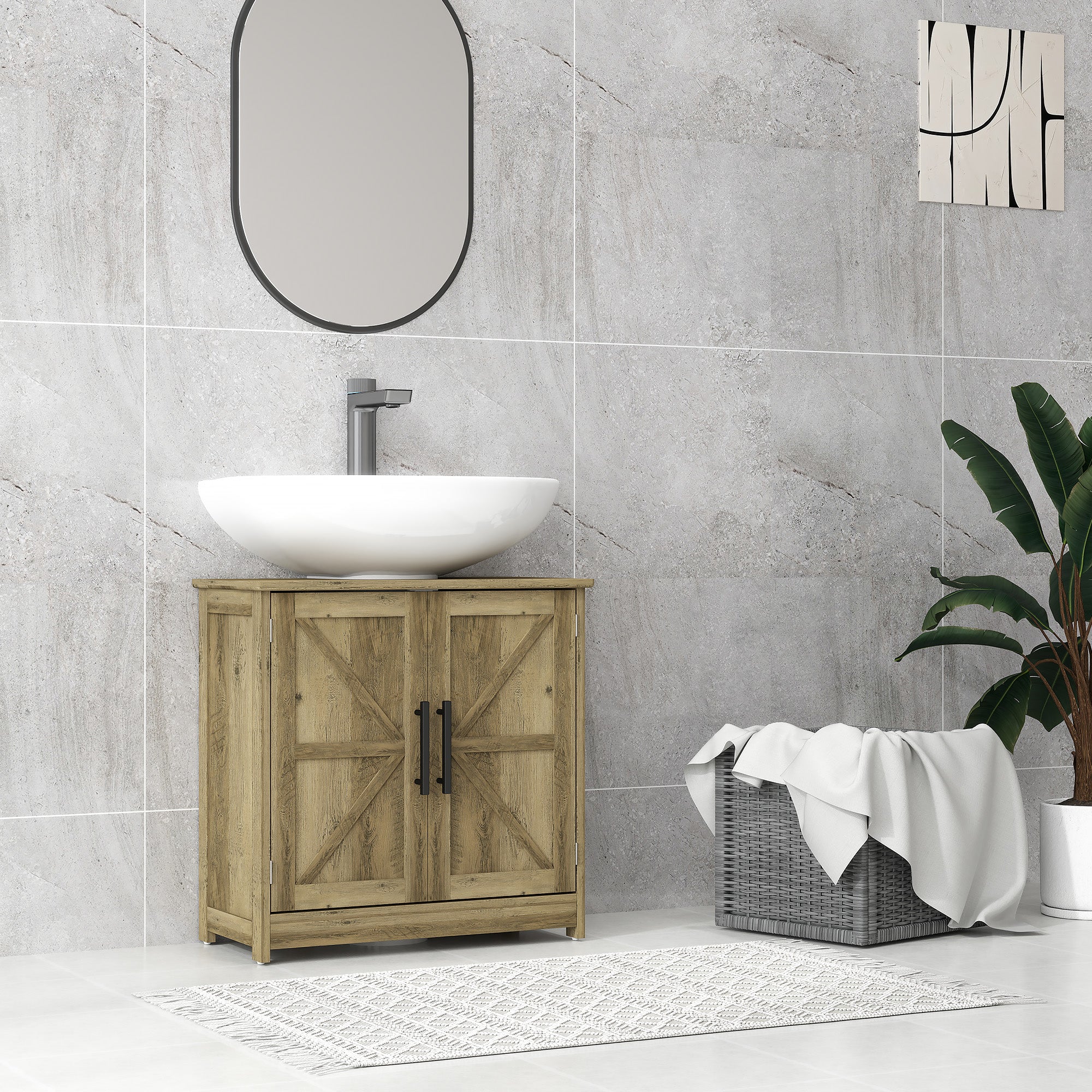 White Barn Door Sink Cabinet