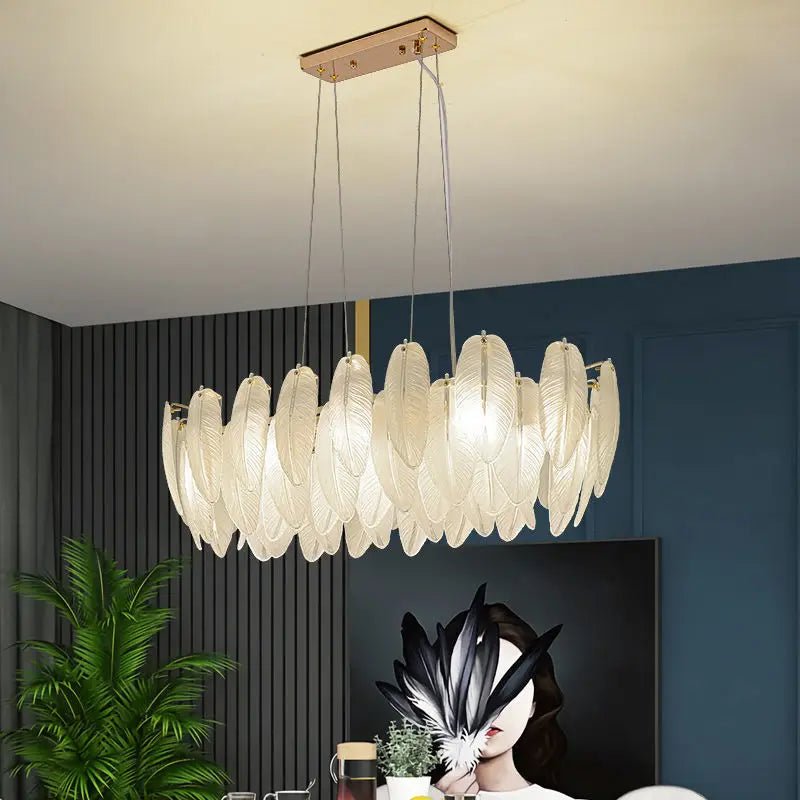 Feather Glass Gold Pendant Light - Decorbites